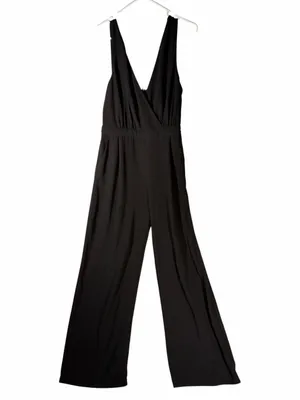 Lulus Kiska Black Lace Plunge V-Neck Wide Leg Jumpsuit Sleeveless Size Large thumbnail 4
