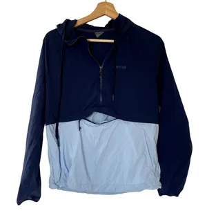 Marmot‎ rain jacket front zipper pocket blue colorblock top women's small nylon thumbnail 1