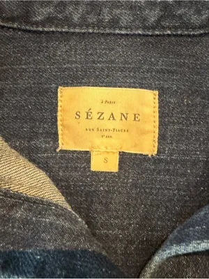 Sézane - Sofie Denim Shirt Dress Dark Blue Oversized Button Front Sz S thumbnail 6