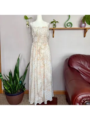 New with Tags Dress Forum Cream and Tan Patterned Maxi Dress thumbnail 2