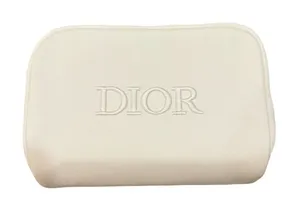 Christian Dior Canvas Cosmetic Makeup Zipper Bag Pouch Clutch - White thumbnail 1