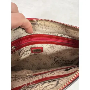 Guess Red Patent Quilted Crossbody‎ Bag Logo Embossed Chain Strap Purse Chain thumbnail 7