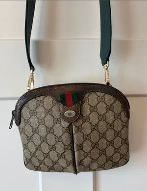 Gucci Beige Brown GG Canvas Crossbody with Green-Red Stripe thumbnail 1