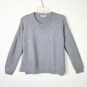 Madewell Textureworks Grey Ribbed Trim Knitted Crewneck Sweater Size S thumbnail 3