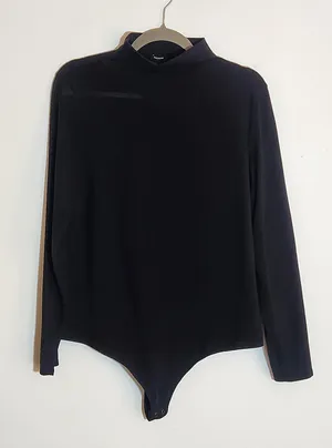 Express Black Sheer Mesh Long Sleeve Bodysuit Size XL thumbnail 1