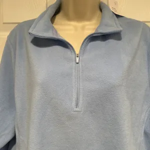 Lands End Fleece Womens light blue 1/4 Zip Pullover Lightweight new plus size 1x thumbnail 1