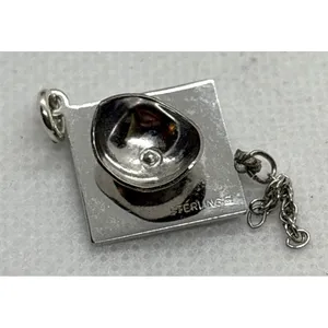 Vintage Graduation Cap White‎ Enamel Tassel Charm Pendant Sterling 925 Silver thumbnail 6