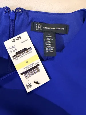 INC International Concepts Cobalt Blue High-Low Sleeveless Dress with Tie Waist thumbnail 3