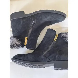 Cole Haan Waterproof Black‎ Suede Faux Fur Trim Ankle Boots W04744 womens 8b thumbnail 8