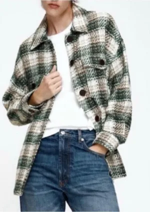 Zara Green, Cream & Brown Tweed Jacket thumbnail 1