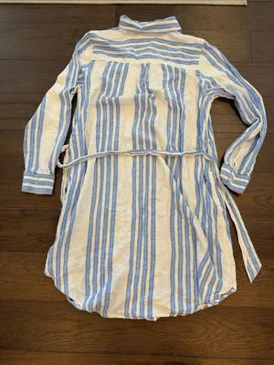 Caslon Blue and Cream Striped Shirt Dress Size Large - C60-024 thumbnail 8
