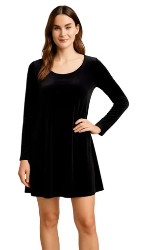 Old Navy Black Velvet Long Sleeve A-Line Dress Women’s Large Whimsygoth thumbnail 1