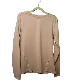 Nike Dri Fit Long Sleeved Top Size Large Pink Athleisure Workout Athletic Sporty thumbnail 1