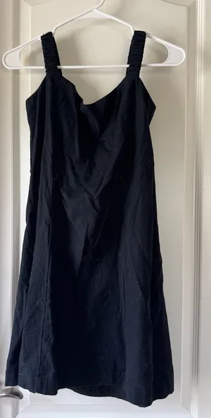 NWT Free People Black Mini Dress with Ruched Straps and A-Line Skirt / A29 thumbnail 1