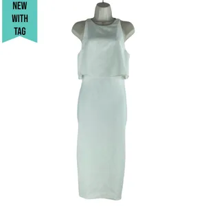 Likely Shayna Ruffle Overlay Cocktail Dress Knee Length White Size 10 thumbnail 4