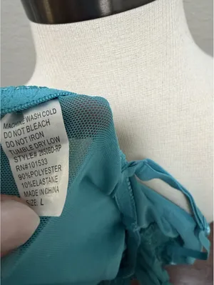 Vintage Y2K Sheer Babydoll Slip Lingerie Turquoise Sz L thumbnail 3