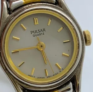 Pulsar 19mm womens Quartz analog watch silver gold tone V811-1690 6” w/battery thumbnail 2