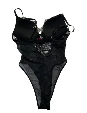 LA SENZA Sexy Lingerie Size Small One Piece Overall Bodysuit Lace Black #10-91 thumbnail 2