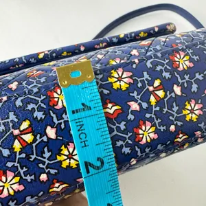 Tory Burch Fleming Printed Small Convertible Shoulder Bag Blue Wild Pansy thumbnail 16