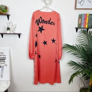 J.ING Wonder Star Print Satin Wrap Maxi Robe Duster Kimono thumbnail 9