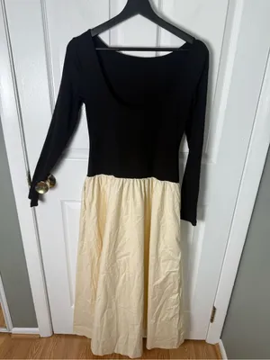 Reformation Abel Knit Dress in Black & Sugar S thumbnail 6