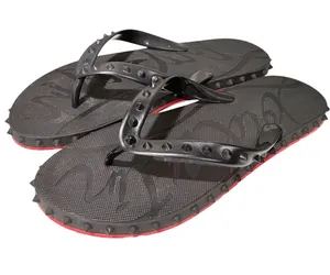 Christian Louboutin Super Loubi Rubber Flip Flop Women's Black Spike Red Bottom thumbnail 1