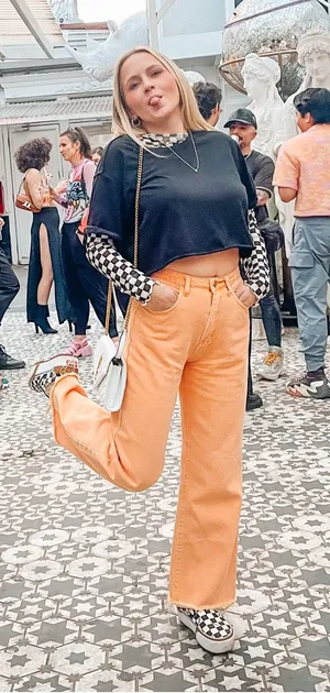 Orange high waisted jeans thumbnail 1