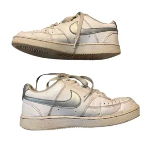Nike Court Vision‎ Low Sneaker Basketball White Metallic Silver Women's Size 8 thumbnail 1