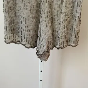 Free People‎ 0 Gray Romper Beaded Scalloped Hem Open Back Boho Festival Sparkle thumbnail 3