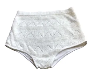 POL White Textured Knit Bloomer Shorts Medium High Waist Boho Cottagecore thumbnail 1