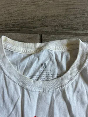 White Short Sleeve Tee with Red 'Insert Cheesy Bread' Graphic Size M thumbnail 2