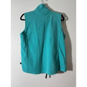 Woolrich Women's Size M Blue Zip-Front Fleece Sweater Vest Pockets Mock Neck thumbnail 3