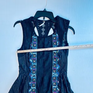Free People Water Lilly RARE black metallic pinstripe crotchet lace mini dress thumbnail 10