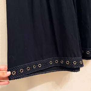 MISA Los Angeles KOVA Cropped Pants‎ XS Black Rayon Wide Leg Grommet Hem* thumbnail 13
