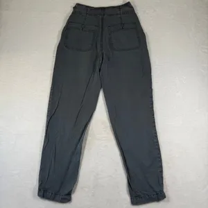 American Eagle Gray Lyocell High Rise Pleated‎ Tapered Button Fly Pants Size 0 thumbnail 10