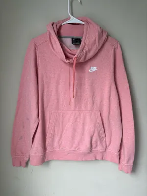 Nike Pink Women Crewneck Hoodie With White Swoosh L thumbnail 1