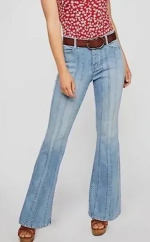 Free People So Many Seams Flare Jeans Retro 70's Size 24 Medium Wash Denim thumbnail 1