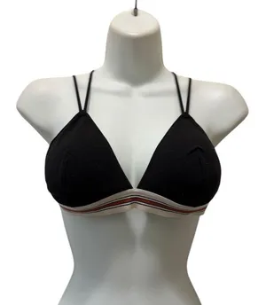 VS Victoria’s Secret Wireless Triangle Cotton Strappy Bra M Padded Black Striped thumbnail 1