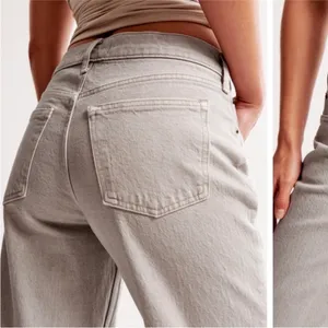 Abercrombie & Fitch Tan Curve Love Baggy Low Rise Jeans thumbnail 2