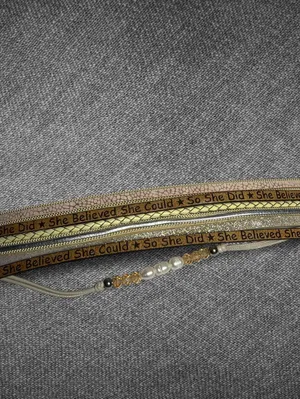 Multi Strand Tan Gold Pearl Statement Wrap Bracelet Brown thumbnail 6