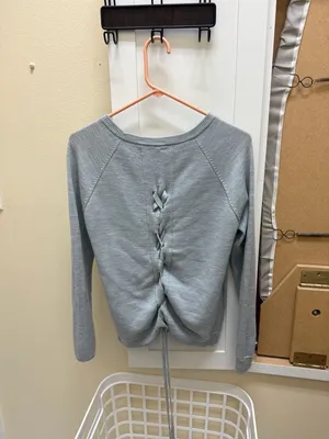 Lululemon Tied-To-You Lace-Up Back Sweater Heathered Grey thumbnail 3