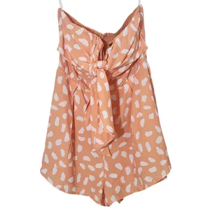 Lulus White and Orange Strapless Romper with Tie Front NWT Size Medium thumbnail 3