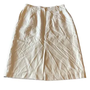 Glenbrooke Vtg 14‎ Cream Herringbone Pleated Midi Pencil Skirt Lined Secretary thumbnail 2