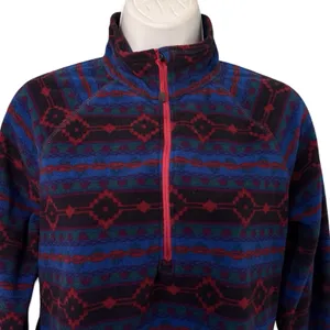 Eddie Bauer Blue Red Southwest Aztec 1/4 Zip Pullover Sweatshirt Fleece size M thumbnail 12