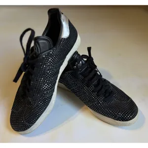 Adidas Gazelle Black Silver Metallic Women's Size‎ 6.5 Lace Up Tennis Shoe Logo thumbnail 1