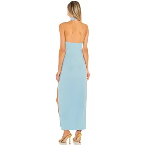 Norma Kamali Halter Turtle Neck Side Slit Gown XS thumbnail 3
