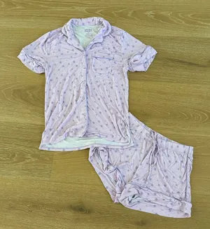 Crickle Daisy Shorts Pajama Set Oopsie Daisy Size XS Purple thumbnail 1