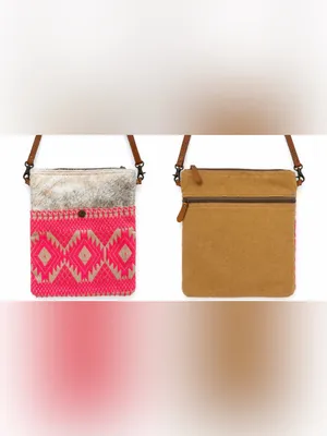 Myra Bag Cowhide & Neon Pink Aztec Crossbody Bag thumbnail 3