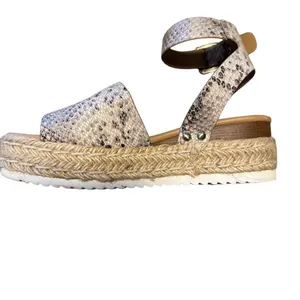 SODA Sandals Snake Print Grey 7 Womens Espadrille Platform Ankle Strap thumbnail 9