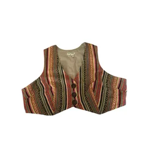 Earthbound Trading Co Woven Striped Cropped Boho Hippie Vest Women's XL thumbnail 9